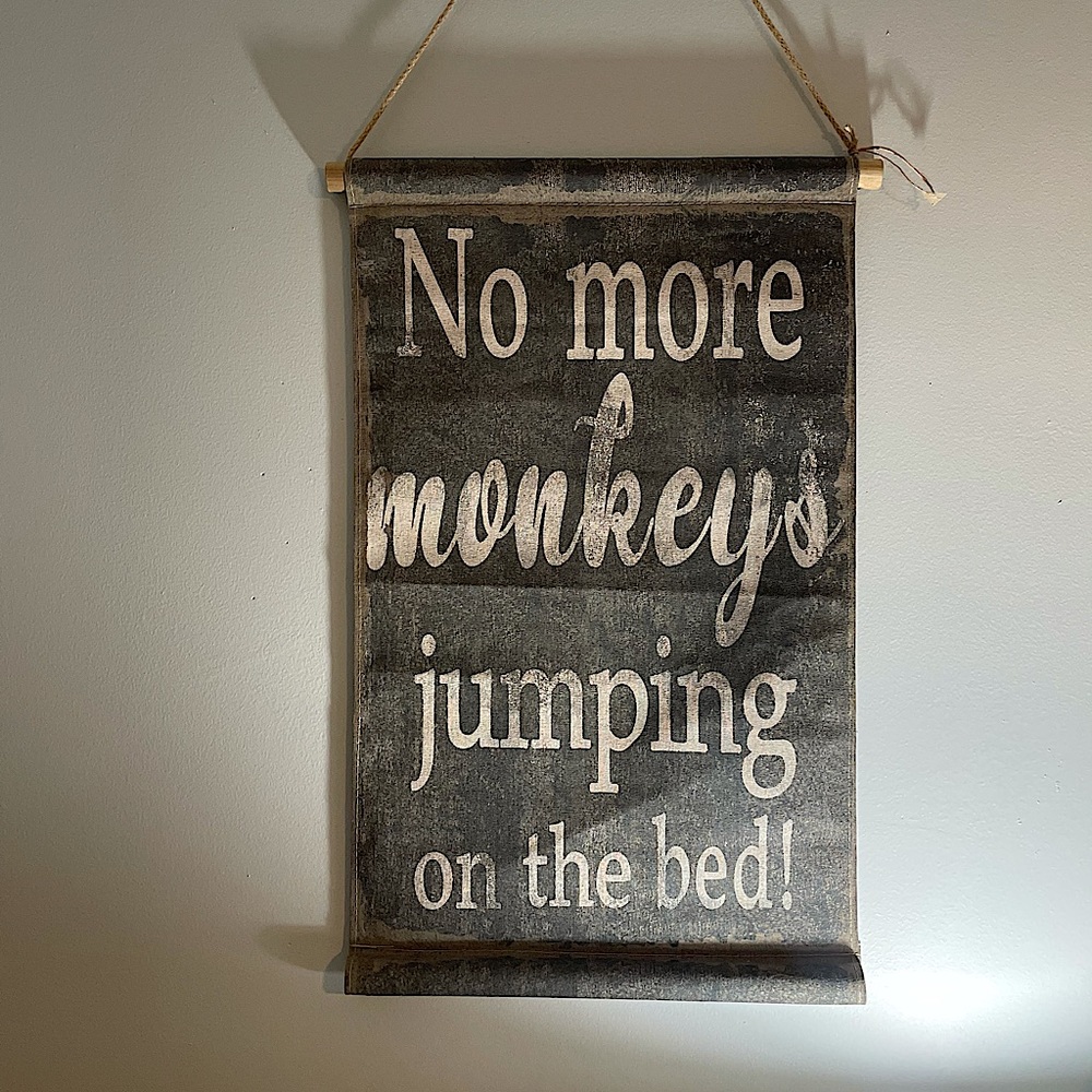 No More Monkeys Jumping Wall Art Hanging Canvas
